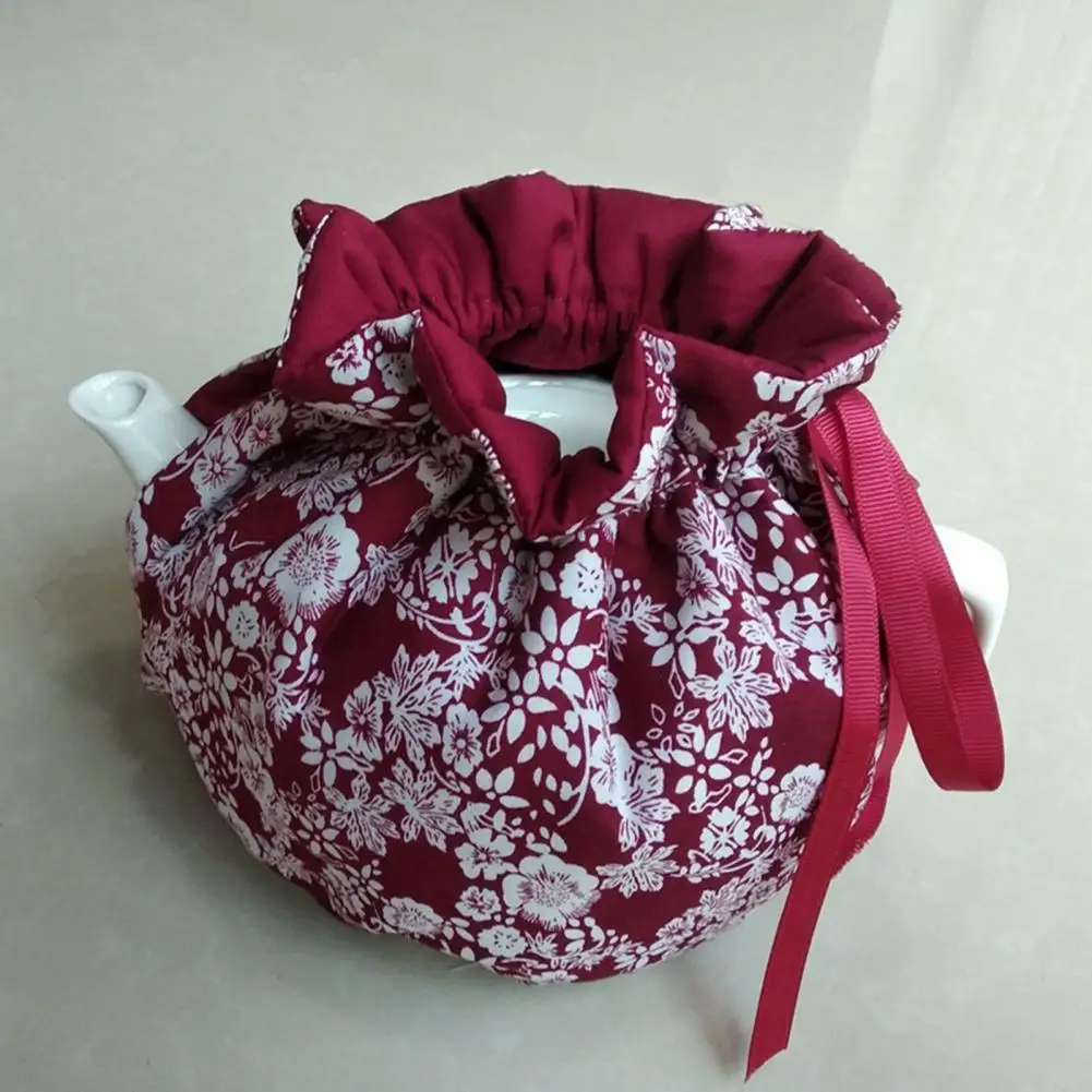 Creative Flower Pattern Teapot Dust Cover Beautiful Cotton Teapot Holder Sleeve for Home Outdoor