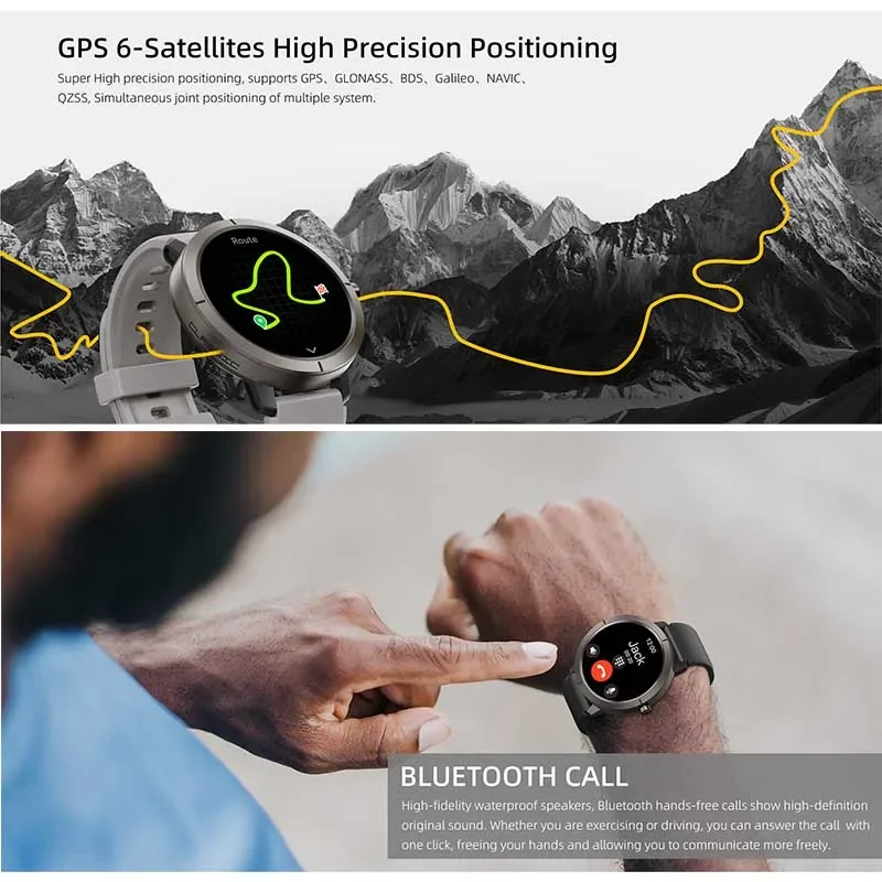 Nuovo posizionamento GPS Smart Watch 1.32AMOLED 5ATM Impermeabile Salute delle donne Chiamata Bluetooth 360mAh Bussola 170 + Modalità sportiva SmartWatch - immagine 5