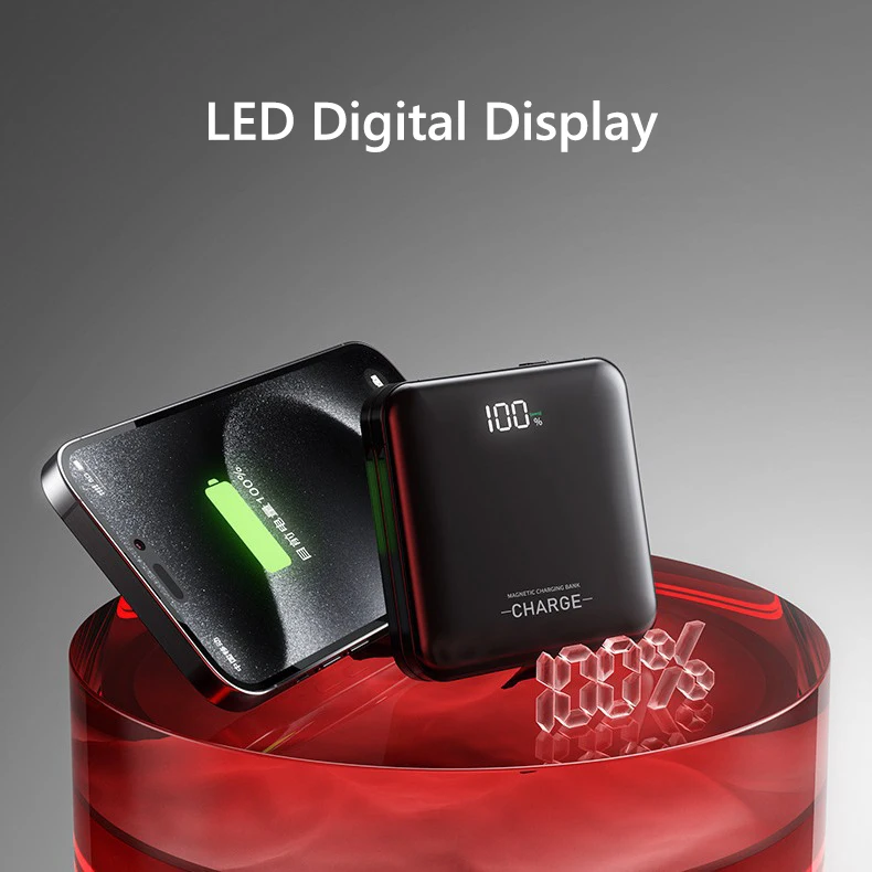 마그네틱 무선 충전 보조배터리 20000mAh (타입C 케이블 포함) 아이폰 16 15 14 13 12 Pro 8용 고속 무선 충전 맥세이프 보조배터리