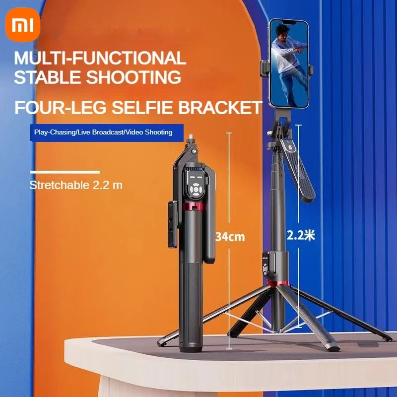 Xiaomi Cellulare Bluetooth Selfie Stick 2.2M Esteso Telefono Cellulare Quadpod Palmare Telescopico In Alluminio Selfie Stick