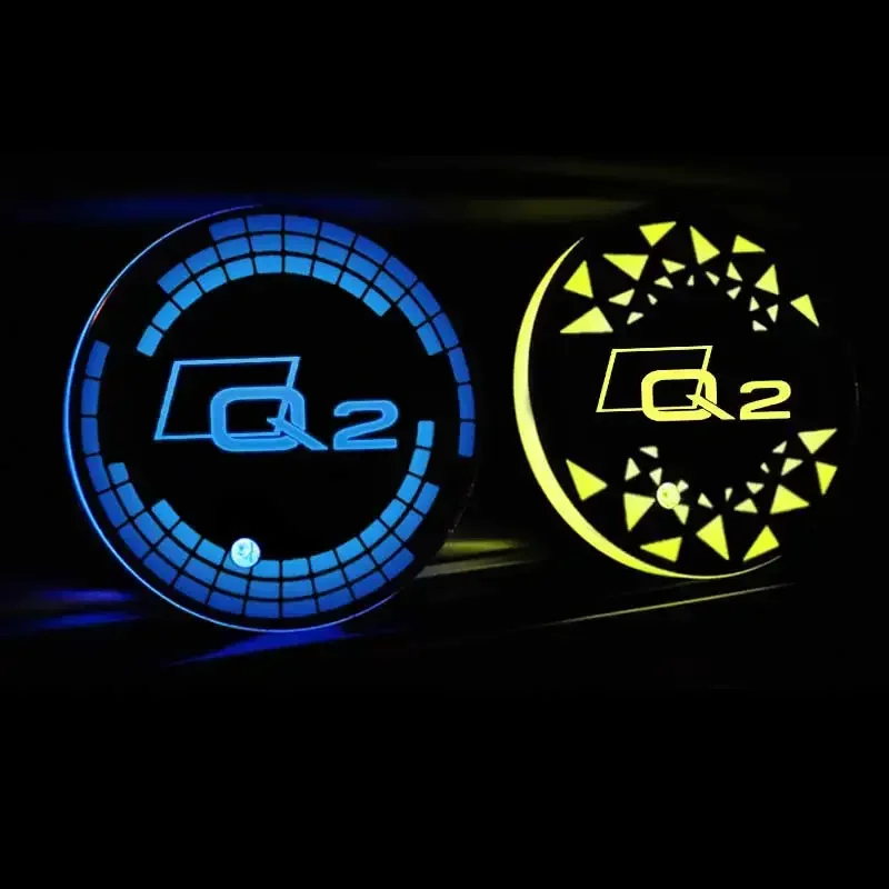 7 Colori Atmosphere Led Water Coaster Luminoso Usb Charging Car Drinking Bottle Mat Per Audi Q2 Logo Accessori