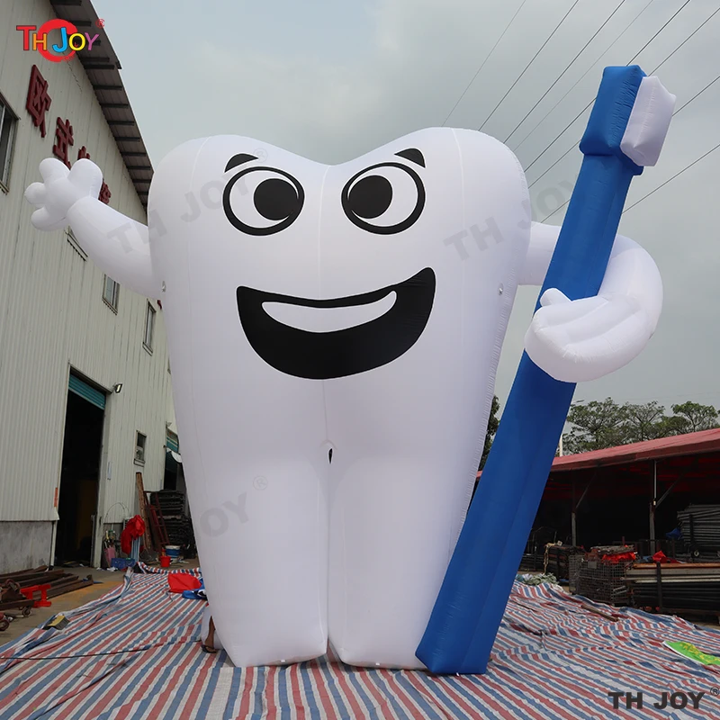 

Big 6m 20ft Inflatable Cartoon Tooth Model Balloon Giant White Dental Man With A Toothbrush For Dental Hospital Advertising