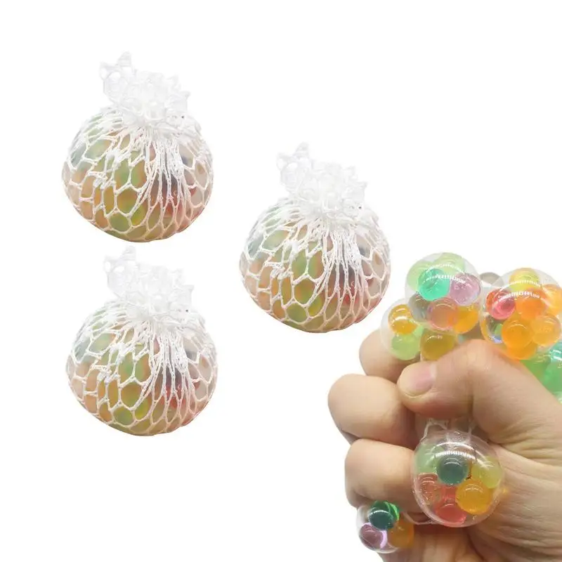 

Squeeze Toy Ball Rainbow Soft Squeeze Sensory Toy 3pcs Squish Balls Singular Toys With Colorful Beads Non-sticky Cute Pinch Toy