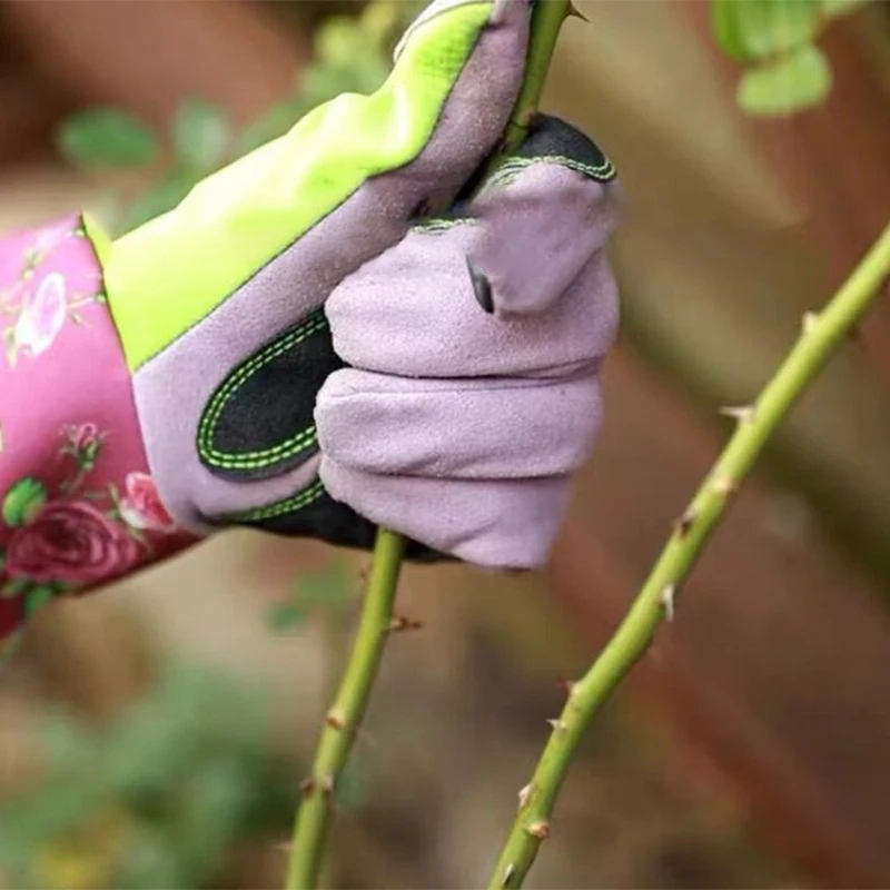 1Pair Heavy Duty Durable Long Gloves Rose Pruning Garden Puncture Resistant Work Yard Glove Waterproof Trimming Gardening Glove