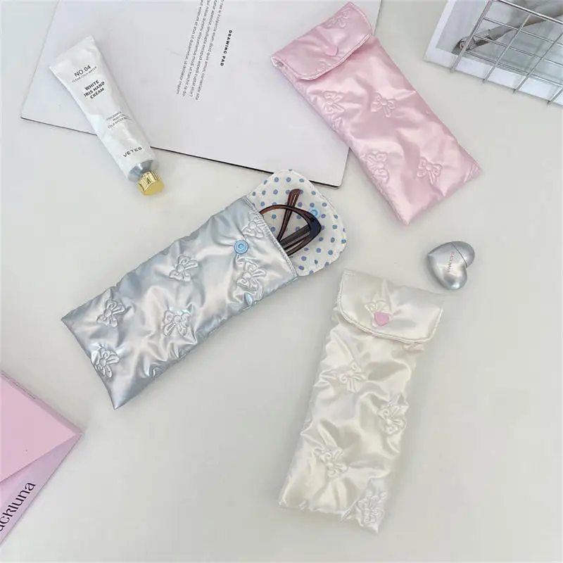 Brillenetui mit Schleife für Damen, tragbar, mit Baumwolle gepolstert, Anti-Quetsch-Sonnenbrillen-Aufbewahrungstasche, niedliche Brillentasche – Detail 9