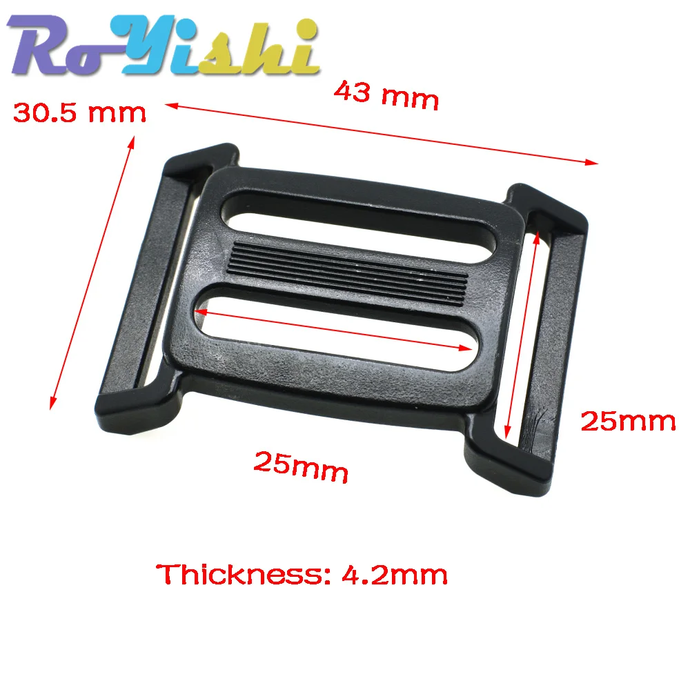 100 Stück/Packung Kunststoff-Multifunktions-Tri-Glide-Slider, verstellbare gewölbte Schnalle für Outdoor-Rucksacktaschen, Gurtband – Detail 4