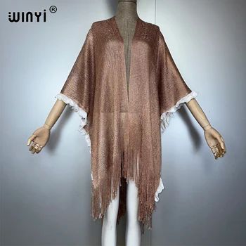 WINYI boho kimono fashion kaftan beachwear Cardigan evening dress open abaya dubai luxury cover-ups beach outfits women Hanfu 1