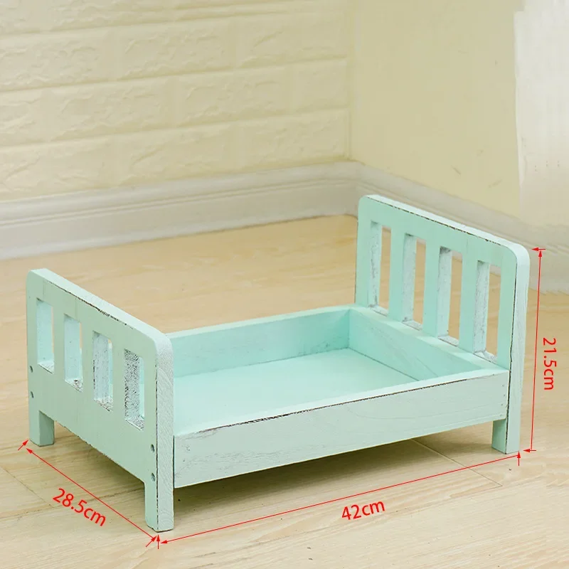 Newborn Photography Props Retro Wood Bed Infant Poses Baby Growth Memorial Detachable Background  Accessories Sofa For Boys Girl