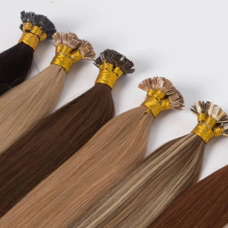 Human Hair Extension Straight 0.8g 1g / Stands Remy Flat Tip Silky Straight Natural Black Brown Pre Bonded Keratin Fusion Hair human hair extension