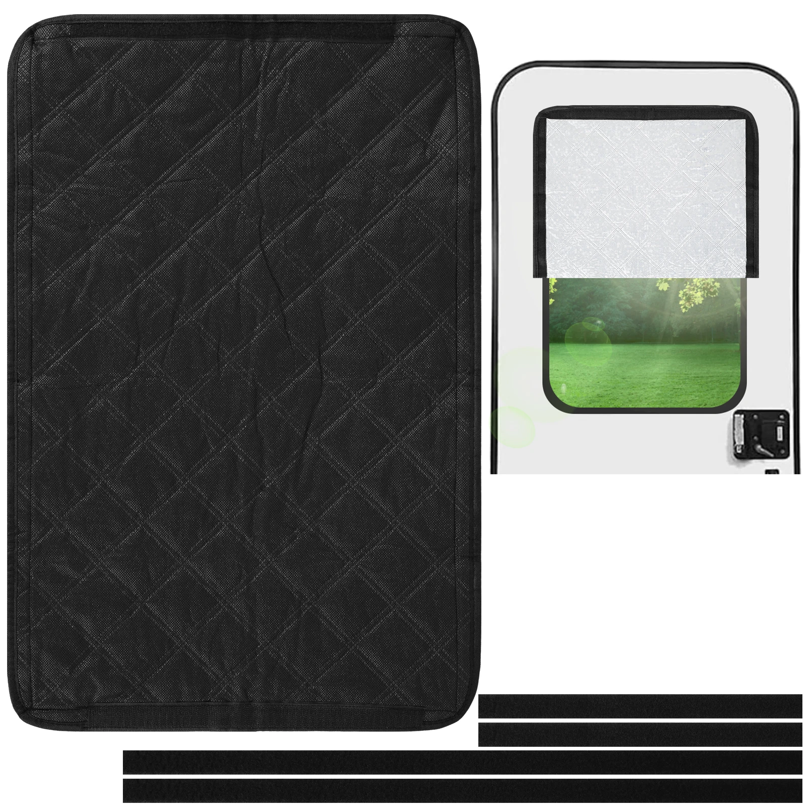 RVDoorWindowShadeOxfordClothRVBlackoutWindowCoverFoldable