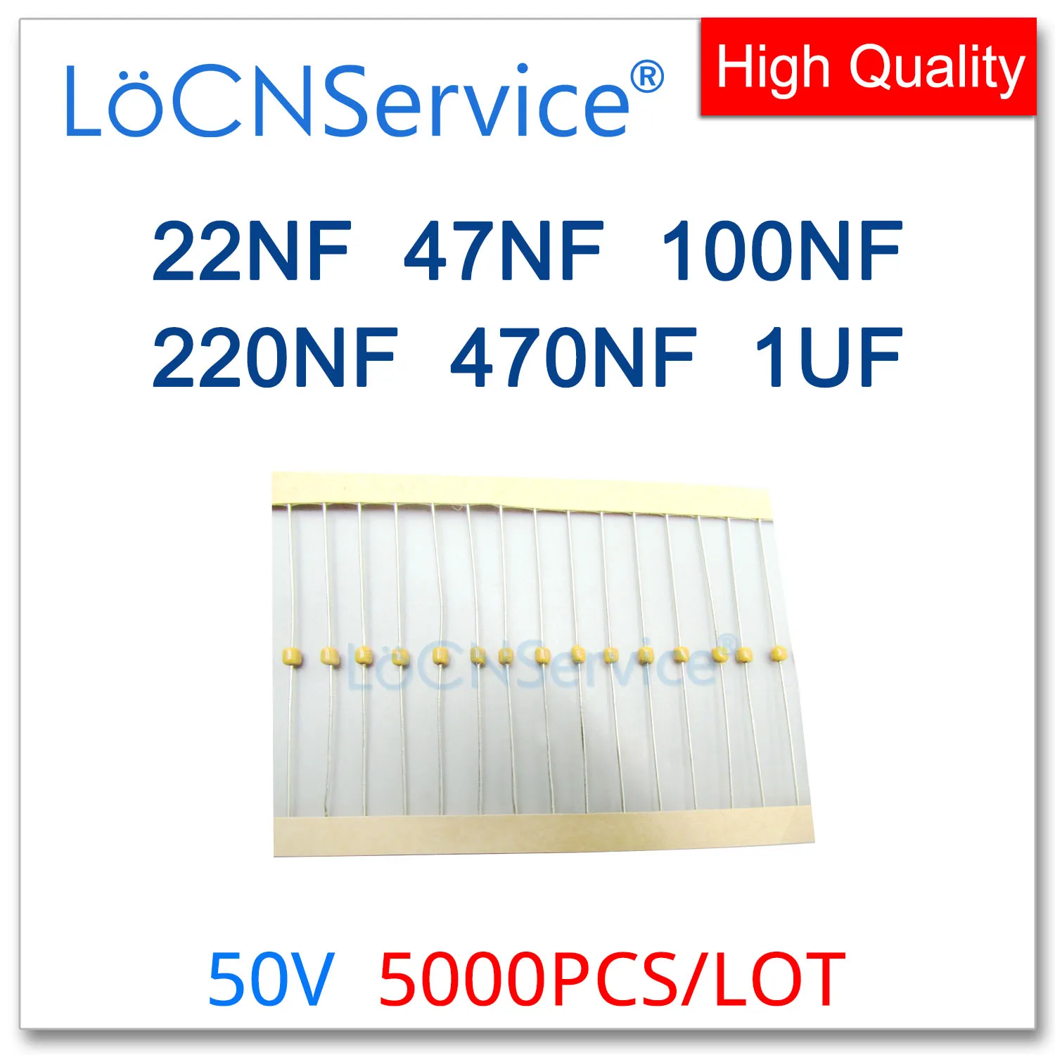 

LoCNService 5000PCS CT42 Axial monolithic ceramic capacitor 50V 22NF 47NF 100NF 220NF 470NF 1UF 223 473 104 474 105 10% K 20% M