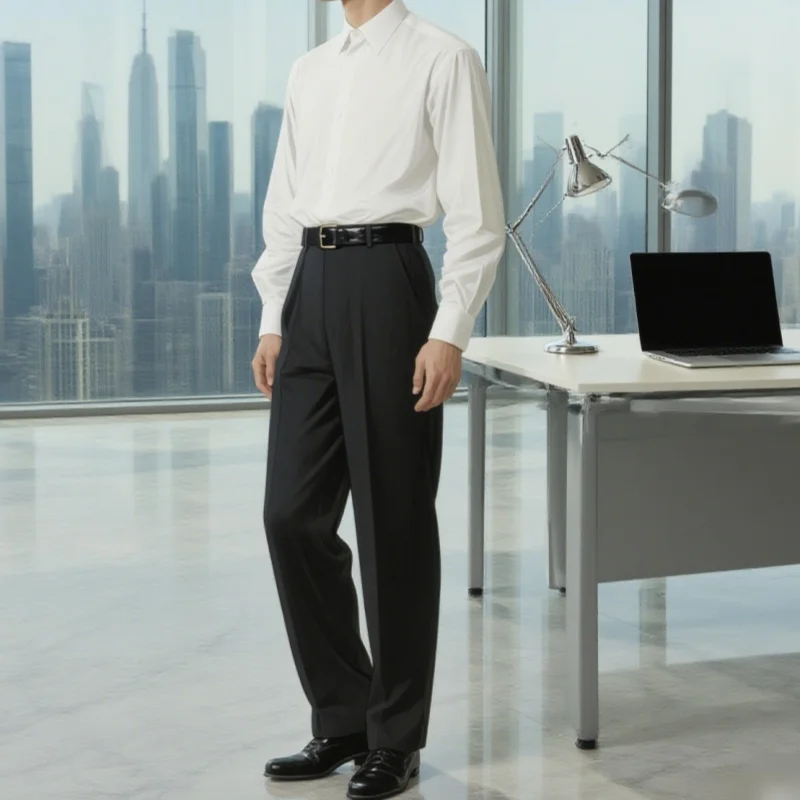 سراويل كاجوال عصرية للأعمال الأكثر مبيعًا في عام 2025 للرجال، سراويل بدلة، سراويل رسمية مرنة مستقيمة الساق، مقاس كبير 29-40