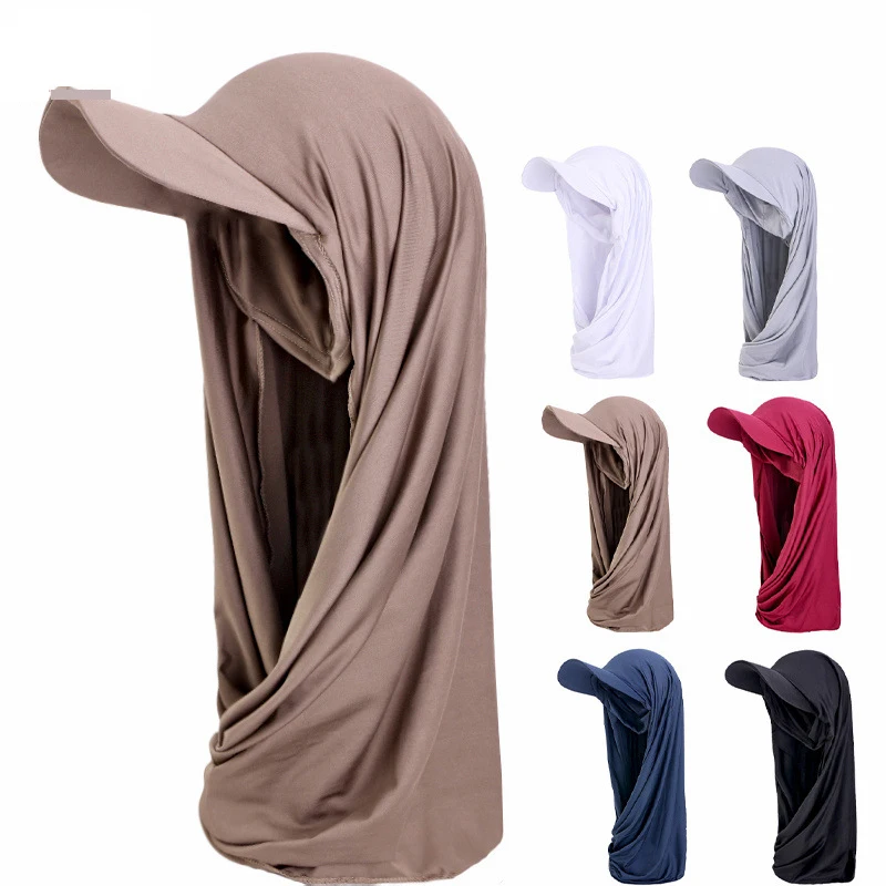 

2024 New Fashion Women Hijab Baseball Caps with Instant Jersey Scarf Ready To Wear Hijab Headwrap Islamic Clothing Accessories