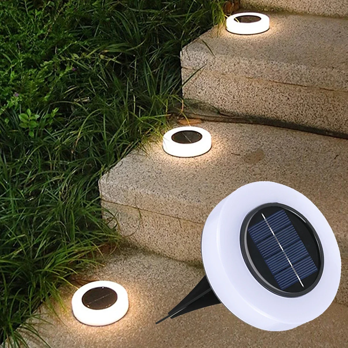 

4/8pcs 8LED Outdoor Garden Lamp Solar Underground Deck Light Solar Power Disk Light Spotlight Buried Landscape for Lawn Decor