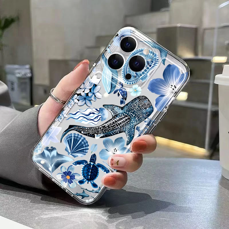 Ocean Elements Whale & Starfish Phone Case Cover