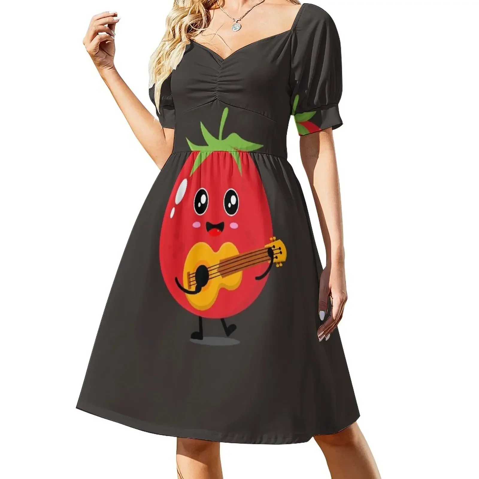 thumbnail image 1 of Vestido de tomate de manga corta para bailar vestidos de cóctel de verano, 1 of 8