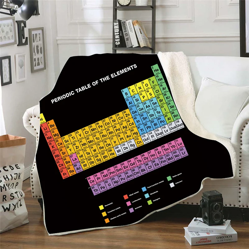 

Periodic Table of Elements Chemistry Bedspread Coverlet Blankets Fleece Throw Cover Wrap Personalized Thick Warm Blanket W2393