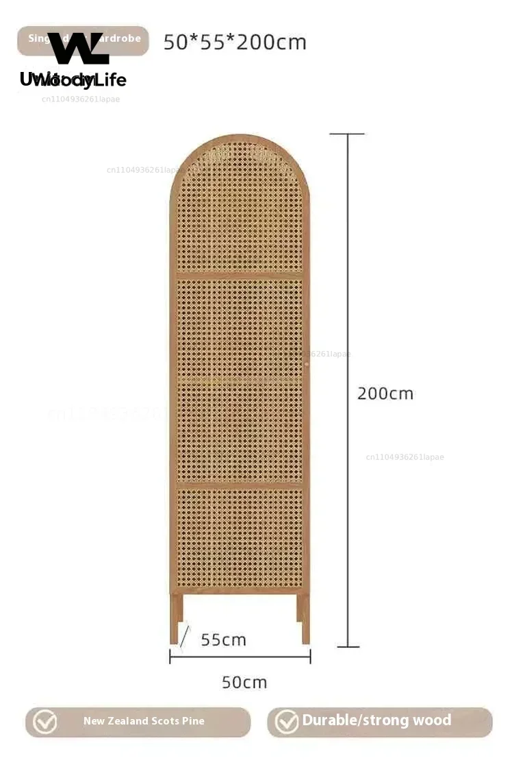 Armadio in Rattan Intrecciato a Doppia Porta - immagine 6