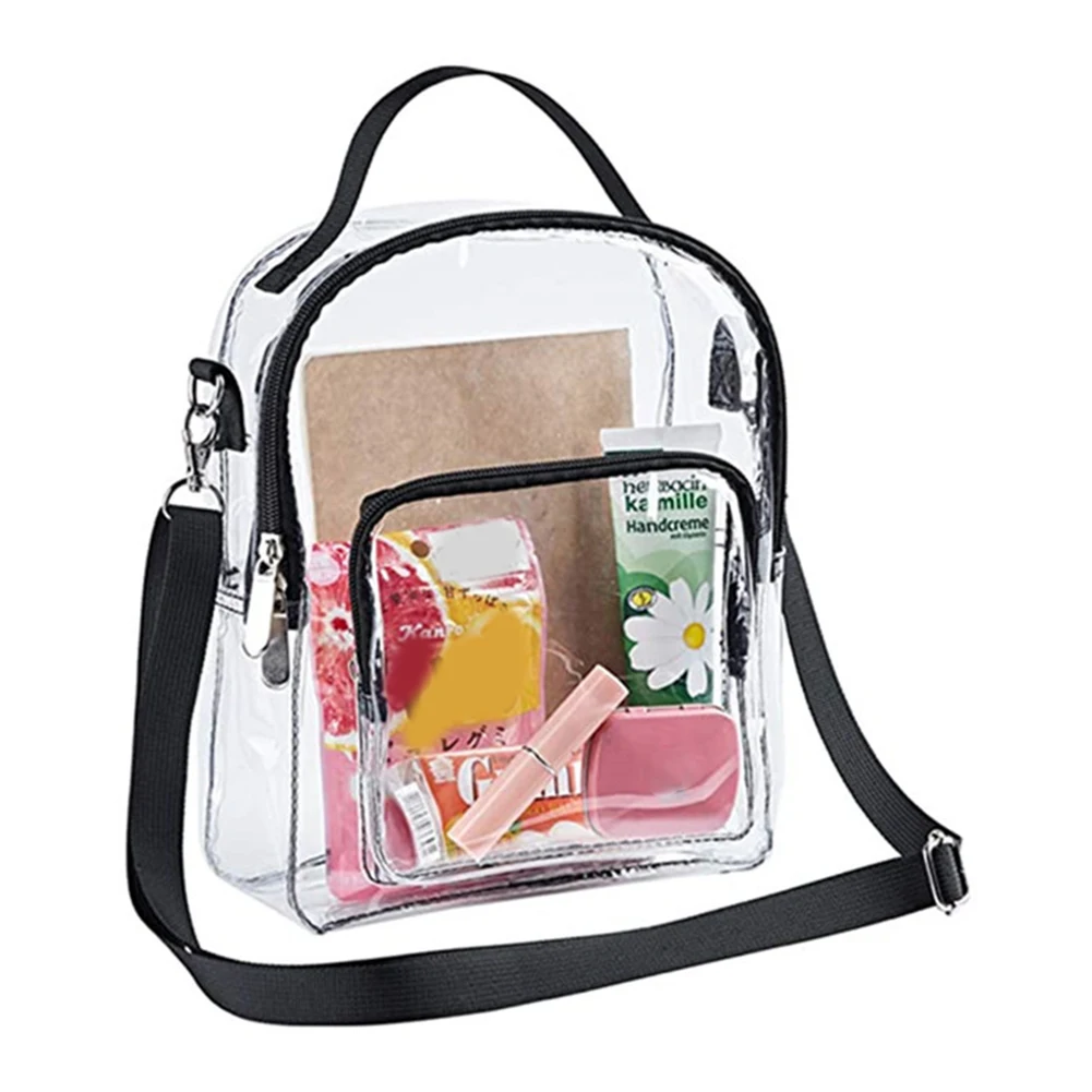 PVC Transparent Top-Handle Crossbody Bag Large Capacity Waterproof Shoulder Bag Christmas Birthday Party Gift
