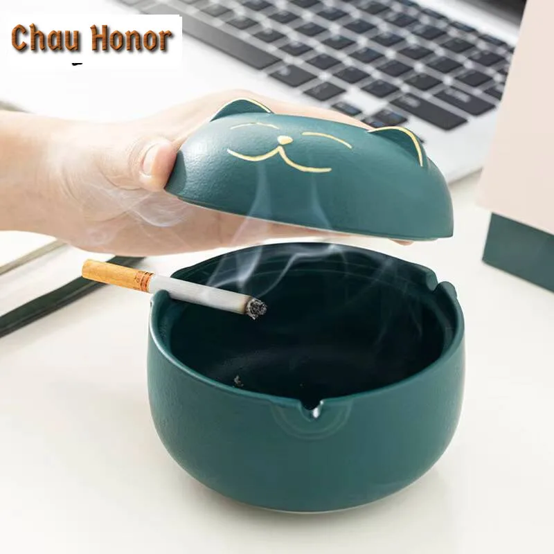 Lucky Cat Ceramic Ashtray Aesthetic Tobacco Shop Tobacco Smoke Odor Removal Ash Tray Weed Smoking Tearoom Supplies Gift