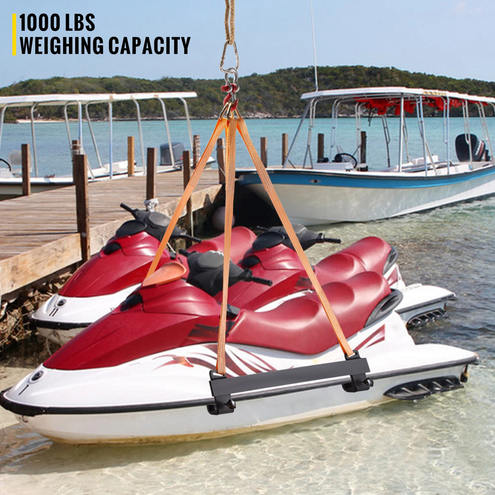 VEVOR Watercraft Lift Sling with Powder-coated Steel Brackets Polyester Lifting Straps for Personal Watercraft PWC Jet Ski