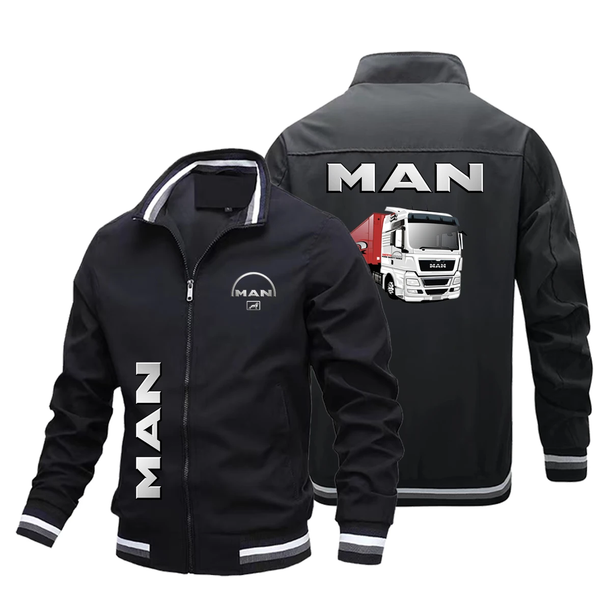 Men Jacket MAN Truck Print Jacket Trendy Windbreaker Outdoor Sports Casual Truck Driver Men Clothing Coats Tops