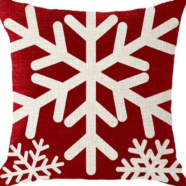 NIDITW Set Di 2 Federe Per Cuscini Decorativi In Cotone E Lino Rosso Con Fiocchi Di Neve Che Cadono Per Divano Poltrona Rettangolari 12x20 Po~p118216093
