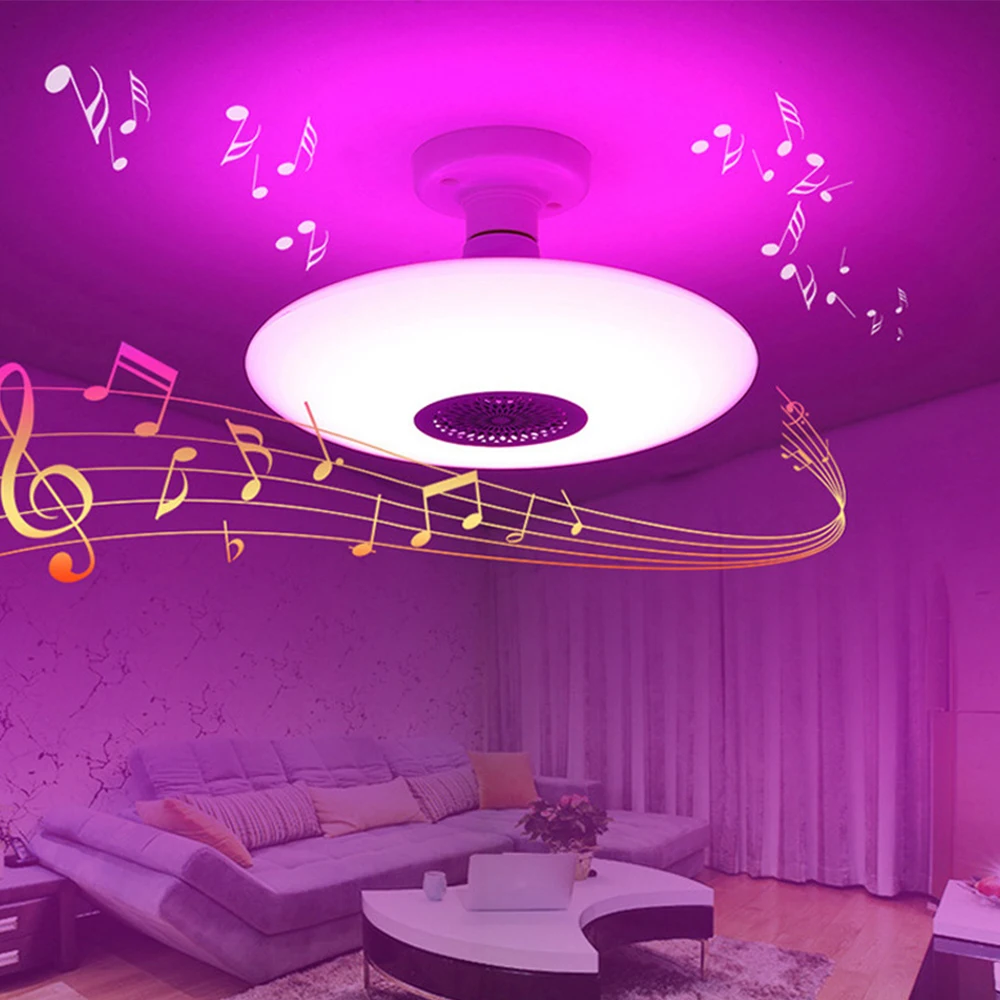 Smart LED Light Bulbs UFO Lamp Music Wireless Bluetooth Speaker E27 RGB + White Dimmable Smart Led Ceiling Light Remote Control For Home