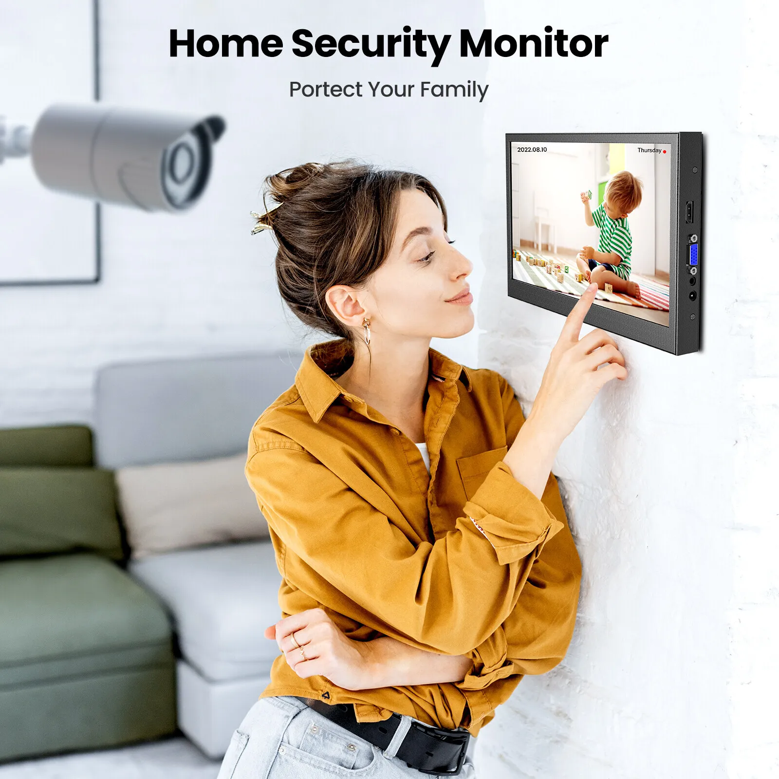 Eyoyo 휴대용 12인치 IPS 모니터 HDMI VGA 1366x768 노트북용 보조 화면 Xbox - 멀티미디어 모니터