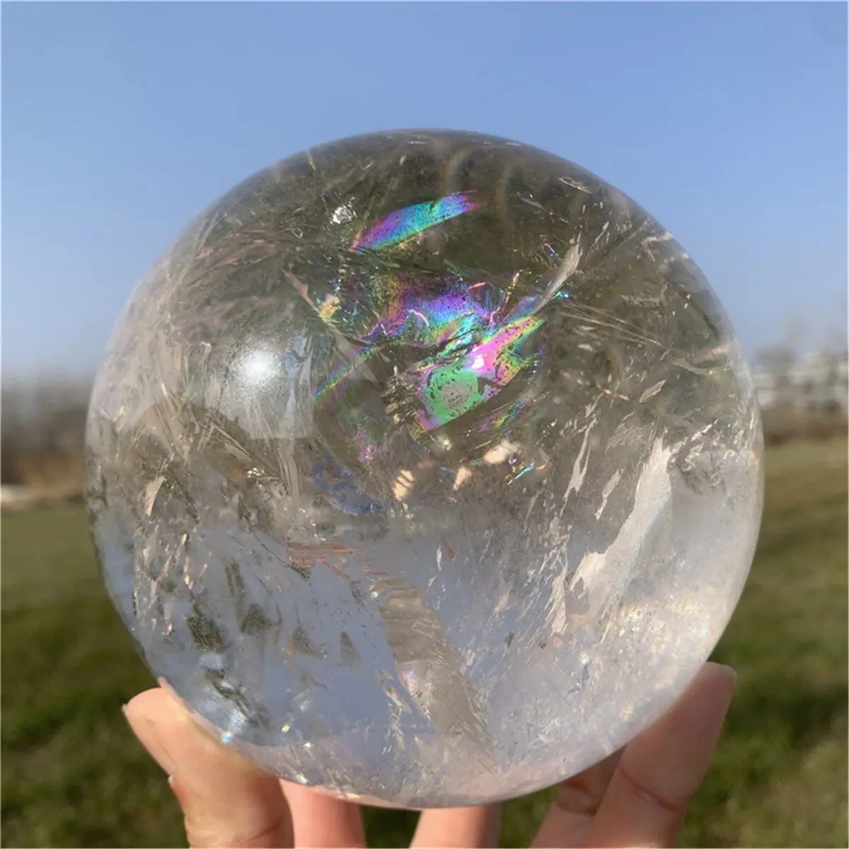 Natural Transparent Crystal Ball Quartz Energy Gem Mineral Specimen Healing Home Office Decorative Gift 3