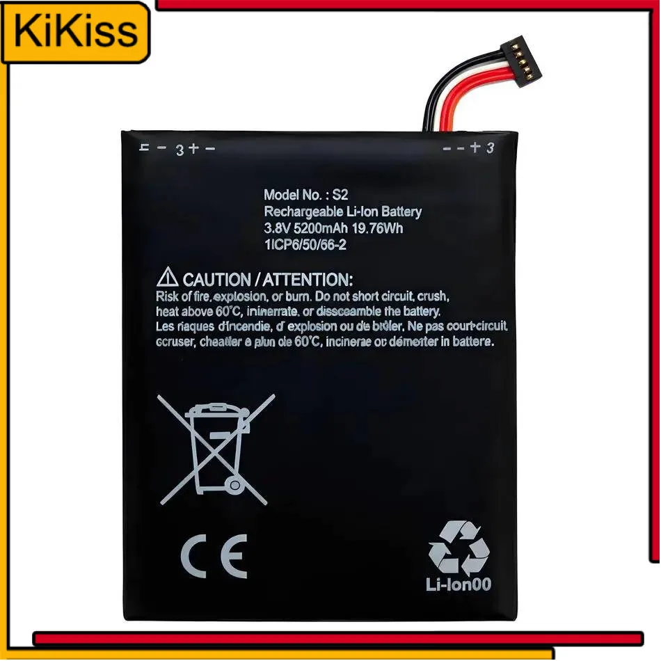 Batteria per campanello per Ring S2 Video 2a generazione 1ICP6 50 56-2 5200Mah Sostituzione affidabile ad alta capacità