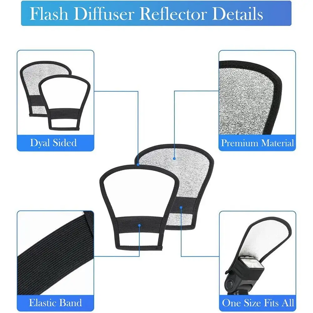 Universal Camera Flash Diffuser Softbox Silver White Reflector For Photography