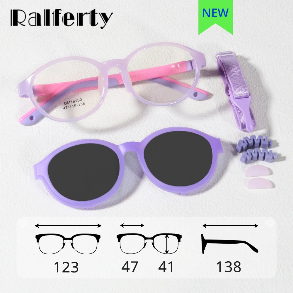 Ralferty 2 in 1 Clip On Glasses Kids Polarized Flexible Children's Sun Glasses Anti-glare Round uv400 Sunglasses for Baby Oculos