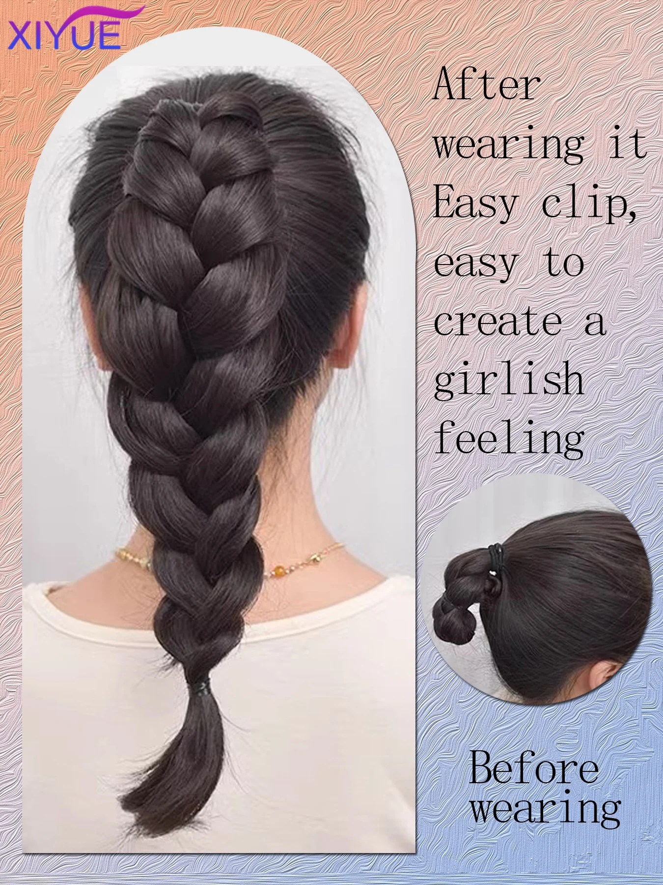 XIYUE Synthetic Long Braided Ponytail Hair Extensions for Women Pony Tail with Hair Rope High Temperature Fiber