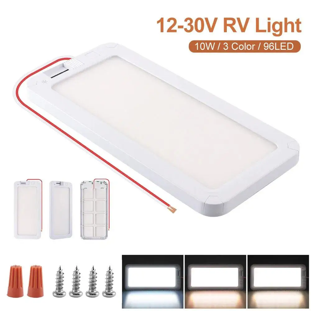 

RV Interior Lights 96 LED 3 Colors Dimmable Interior Lighting 12V-30V Ceiling Dome Light For Campers RV Truck Motorhome W8Q8