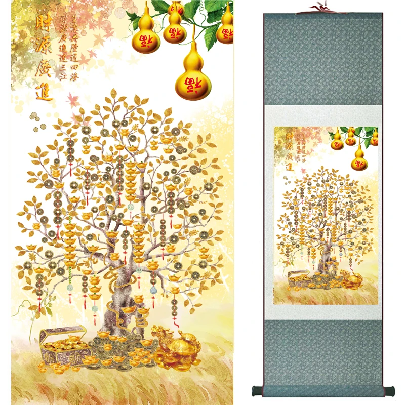 

Традиционная китайская живопись, украшение для дома и офиса, денежное дерево, процветание богатства