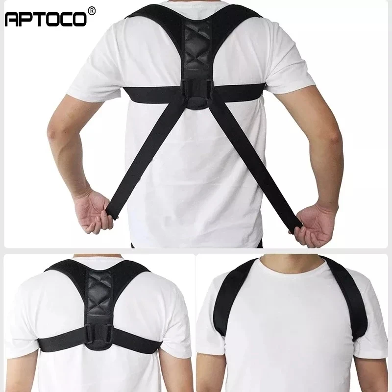 

Aptoco Adjustable Back Posture Corrector Clavicle Spine Back Shoulder Lumbar Brace Support Belt Posture Correction