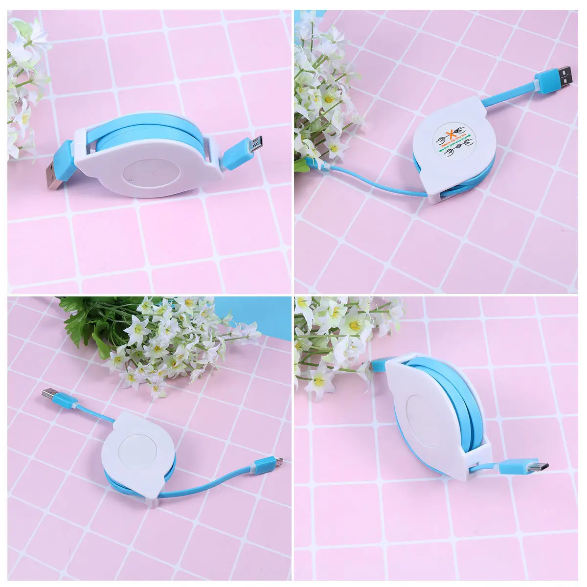 2M 접이식 USB 충전 케이블 빠른 데이터 동기화 코드 홈 오피스용 휴대용 소형 접이식 휴대폰