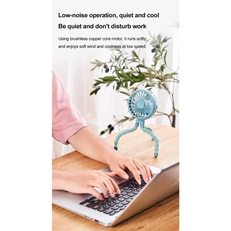 Cute octopus desktop, stroller usb rechargeable fan portable mini twistable standable fan