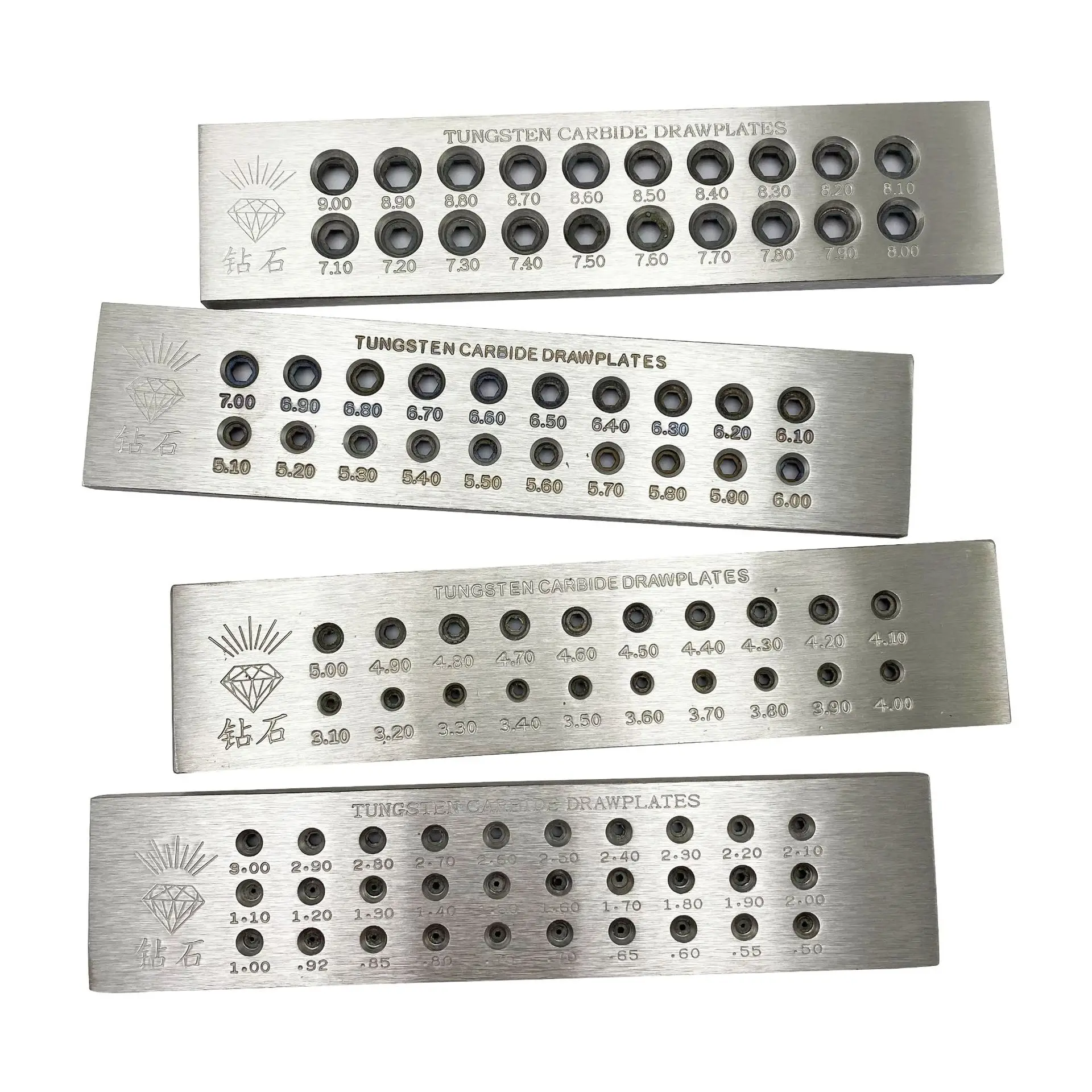 

Size 7.1-9.0 20 Holes Diamond Brand Carbide Tungsten Drawplates for Pulling Wire Hexagon Shape Gold Silver Jewelry Making Tools