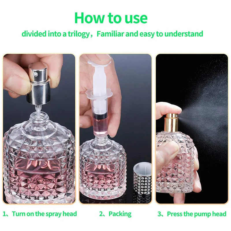 30ML/50ML Travel Perfume Atomizer 1Pcs/3Pcs Portable Pineapple Shape Dispenser Refillable Transparent Spray Bottles Unisex