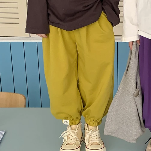 

Детские брюки, весна 2023, новая Корейская версия, трикотажные брюки для мальчиков и девочек, детские свободные повседневные брюки, удобные повседневные брюки