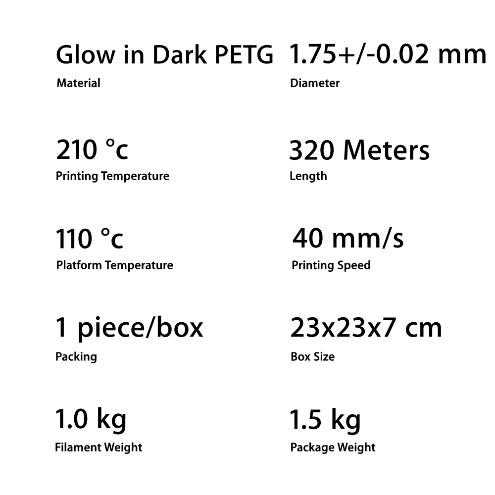 레오플라스 1.75mm 야광 PETG 필라멘트 1kg FDM 3D 프린터 펜 소모품 프린팅 플라스틱 재료