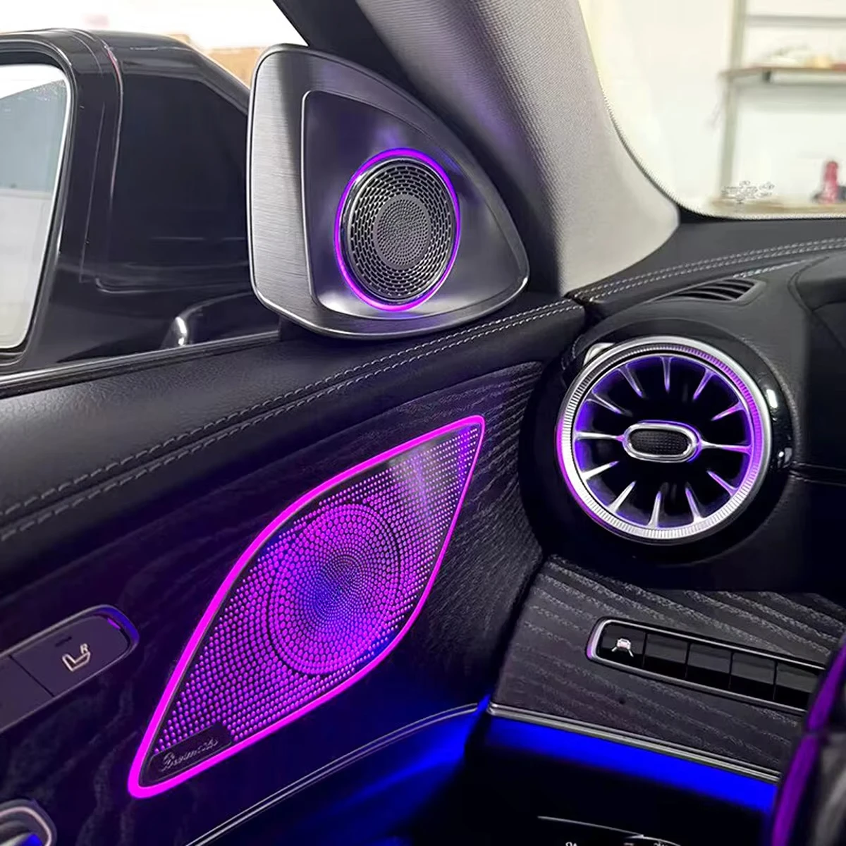 64 색상 4D 회전 트위터 주변 조명 메르세데스 벤츠 CLS 클래스 C257 W257 2018-2023 경적 수정 액세서리