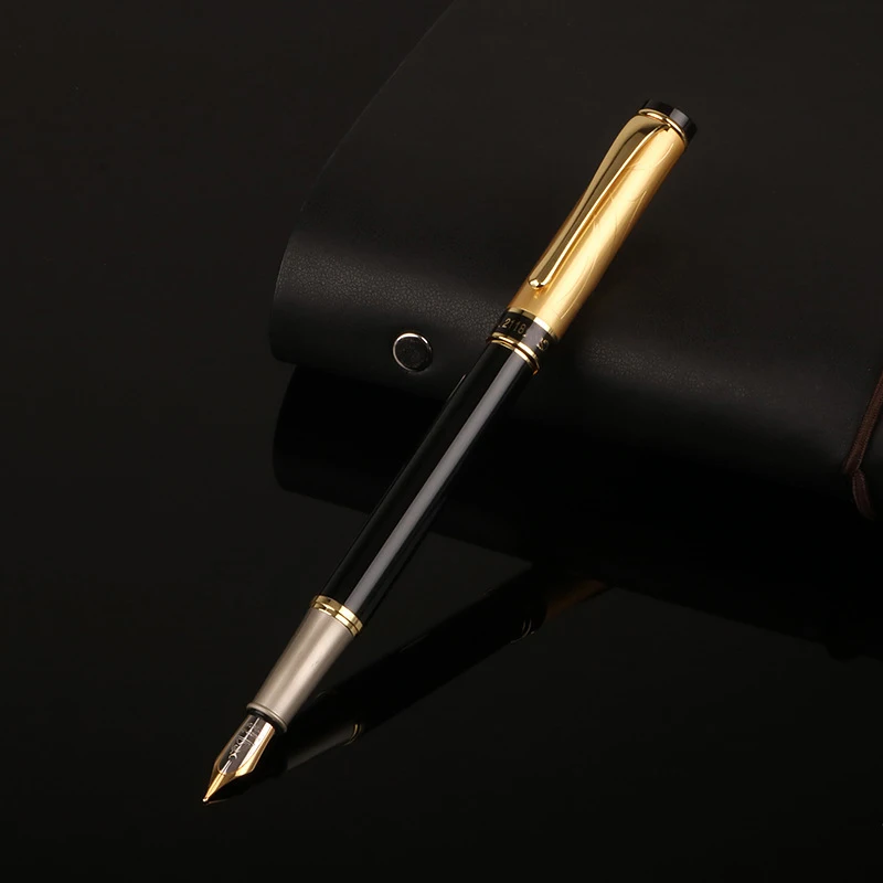 Custom Fountain Pen Golden Text Stationery Office Supplies Back To School Items Metal Nib Writing Ink Men Luxury Japanese Black fountain pen
