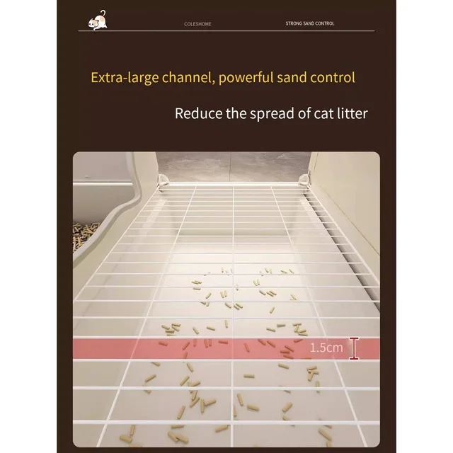 Cat litter box Sand-proof corridor-style pan Extra-large sand-proof enclosed pet toilet Dust-proof and durable assembled toilet 3