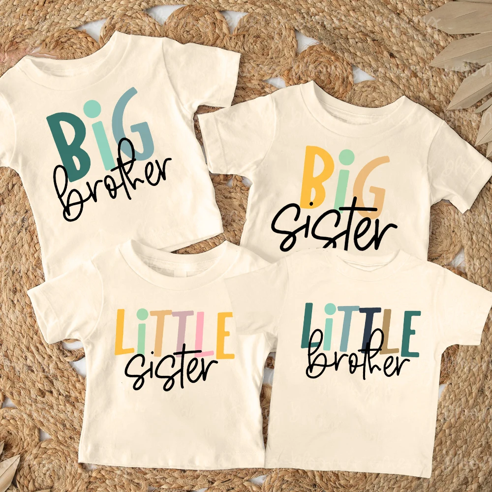 Big Brother Littler Sister Printed Kids Shirt Summer Sibling T-shirt Tops  Boys Girls Short Sleeve Tee Clothes Child Retro Outfit - AliExpress, image size:1000x1000