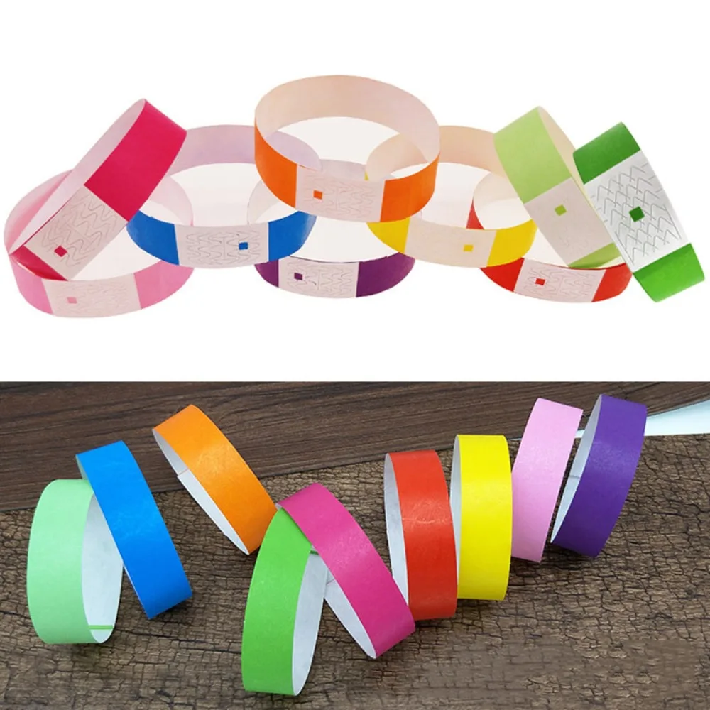 Paper Tyvek Wristbands Waterproof Party Synthetic Paper Wrist Playground Multipurpose Bracelets ID Wrist Bands 100Pcs wrist sweat wristbands wrist support band wrist straps wrist sweatband