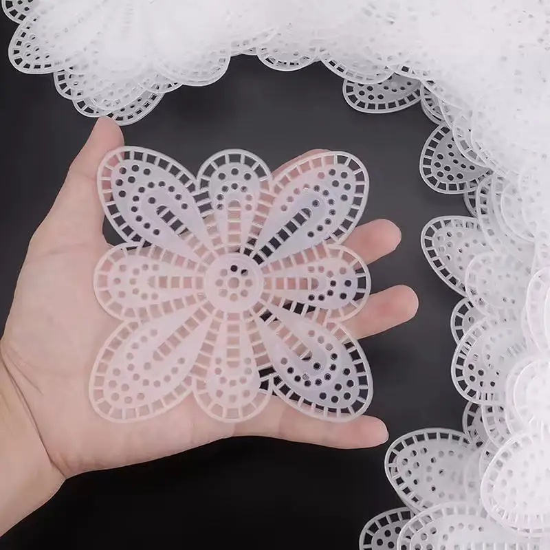 10Pcs White Plastic Butterfly Flower Crochet Embellishments, DIY Handmade Weaving Bag Accessories and Craft Supplies