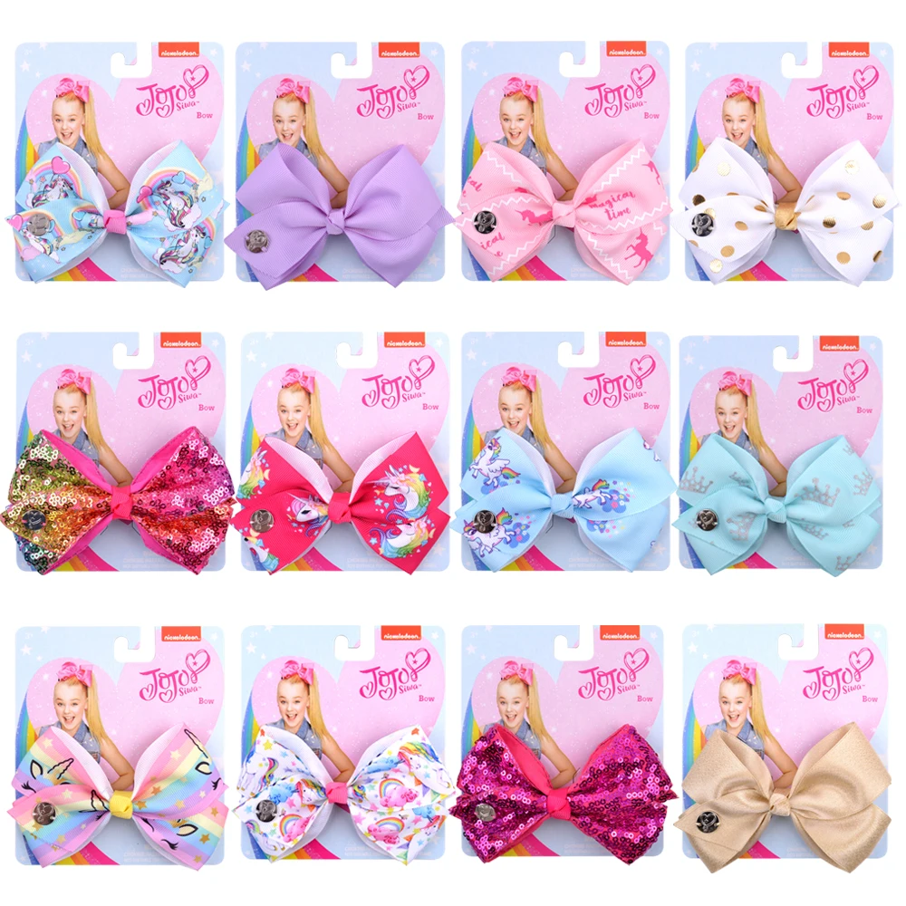 4.5" JoJo Bows Rainbow Printed Knot Ribbon Bow Hair Clip 1 Pcs